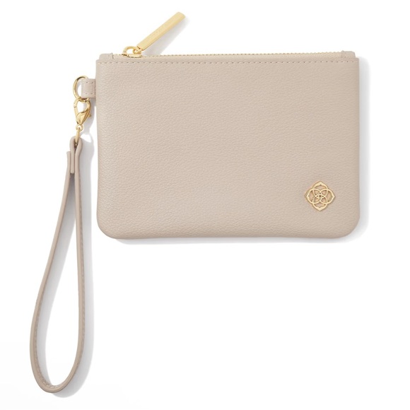 Kendra Scott Handbags - Kendra Scott Taupe Vegan Leather Travel Pouch Wristlet